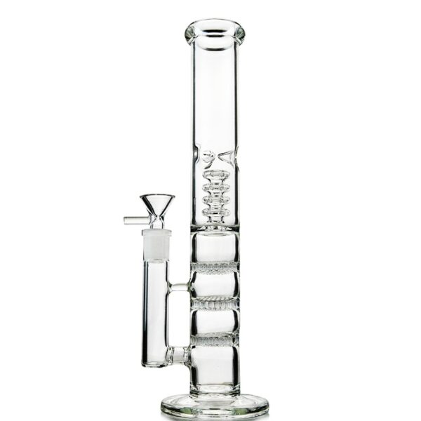 Straight Bong With Double Showerhead Perc 14 Inches